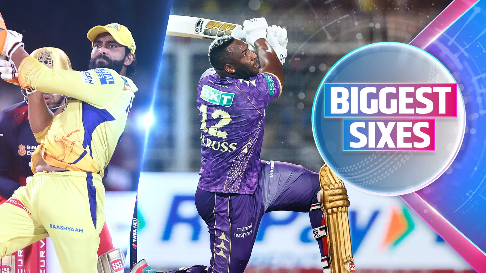 10 Biggest Sixes ft. Jadeja, Russell | Airtel Xstream Play